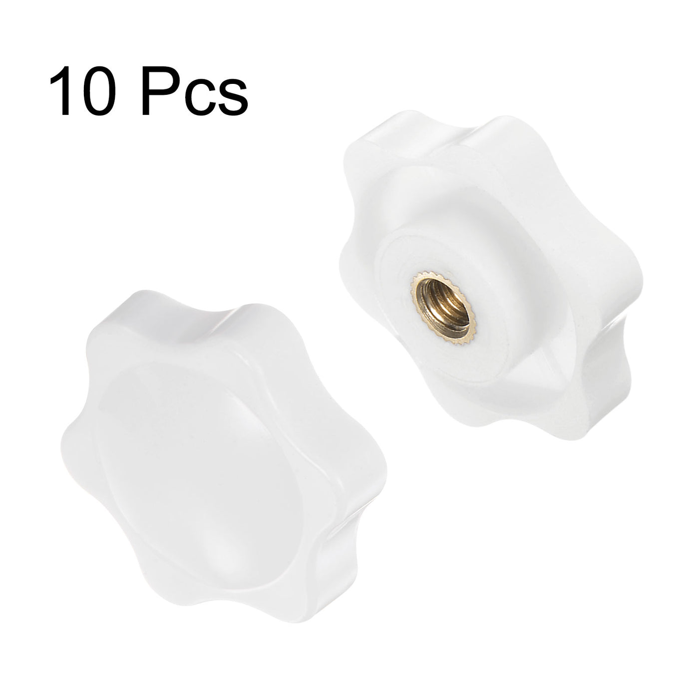 Harfington 10pcs Star Knobs M5 Thread 32mm Head Non-Through Hole Clamping Handles White