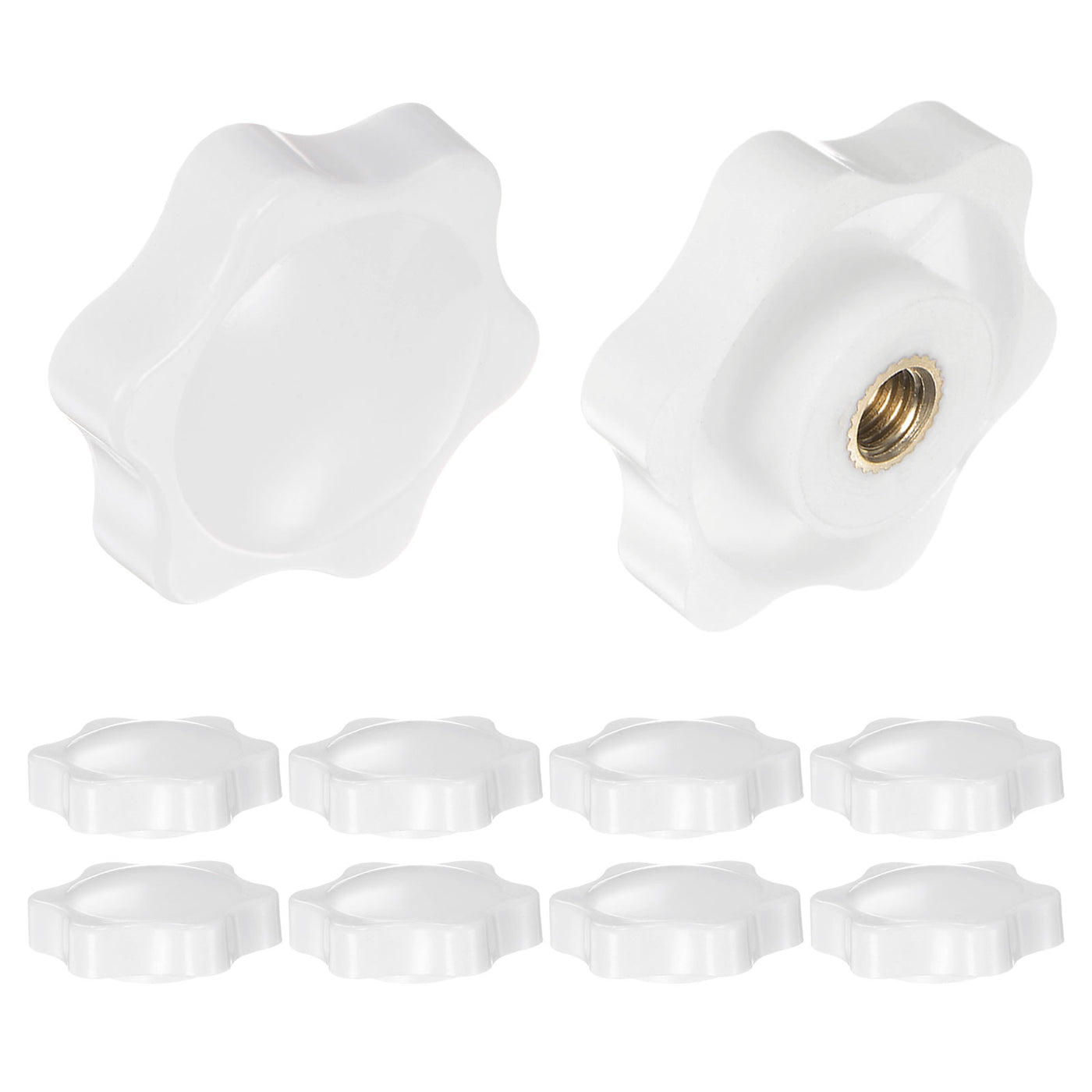 Harfington 10pcs Star Knobs M5 Thread 32mm Head Non-Through Hole Clamping Handles White