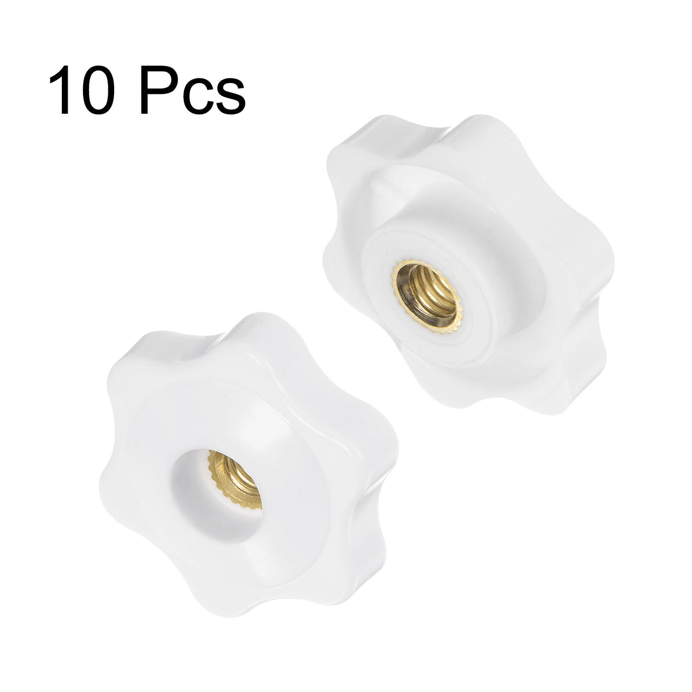 Harfington 10pcs Star Knobs M6 Thread 32mm Head Through Hole Clamping Handles White