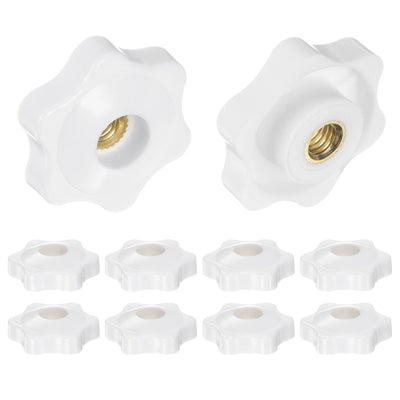 Harfington 10pcs Star Knobs M6 Thread 32mm Head Through Hole Clamping Handles White