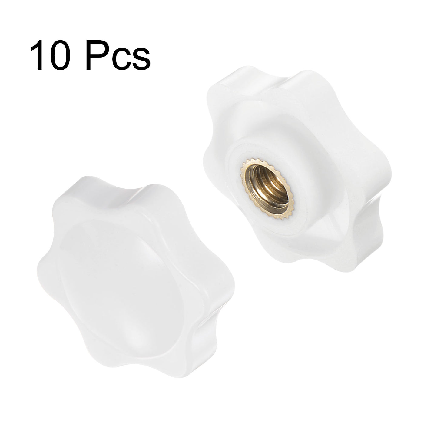 Harfington 10pcs Star Knobs M8 Thread 32mm Head Non-Through Hole Clamping Handles White