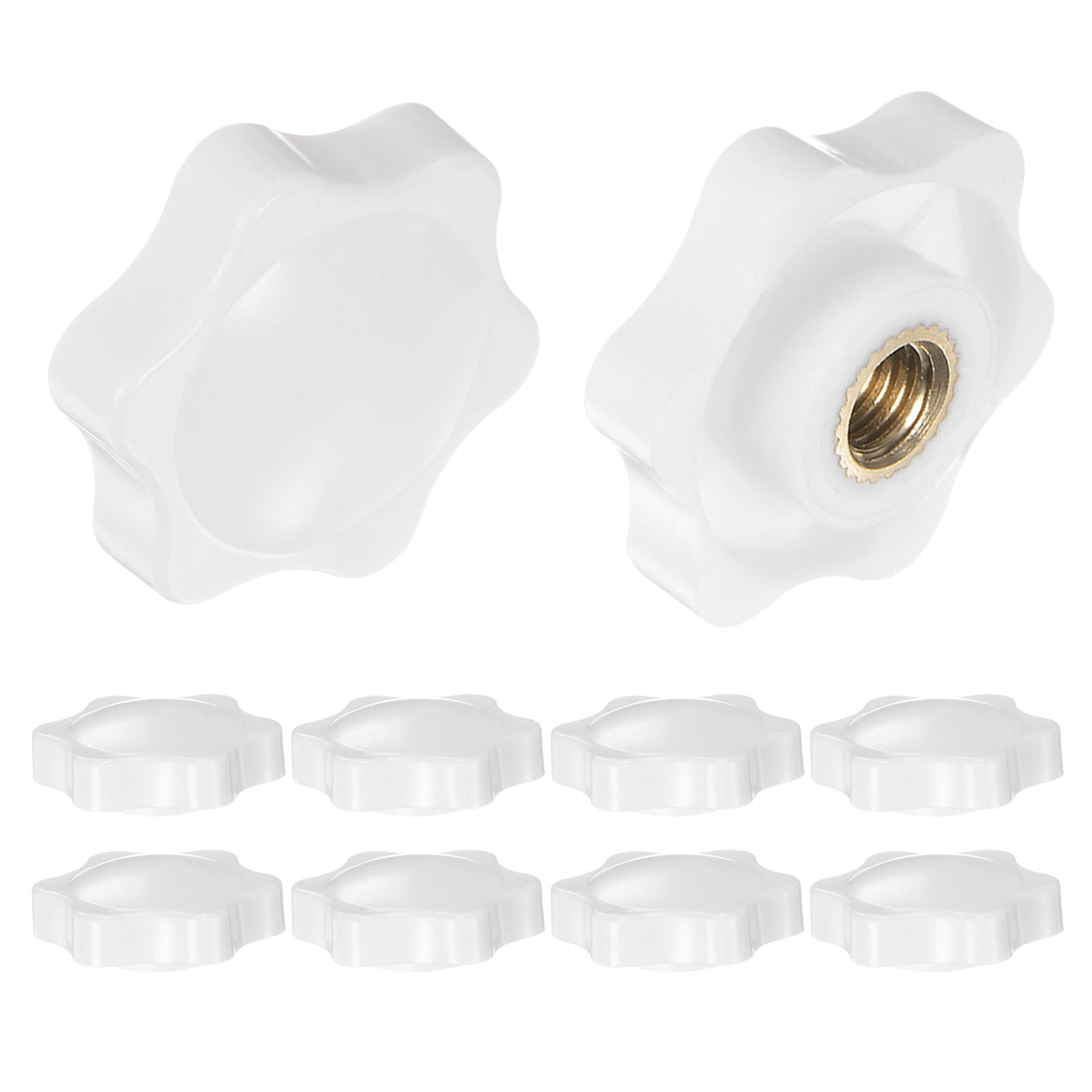 Harfington 10pcs Star Knobs M8 Thread 32mm Head Non-Through Hole Clamping Handles White