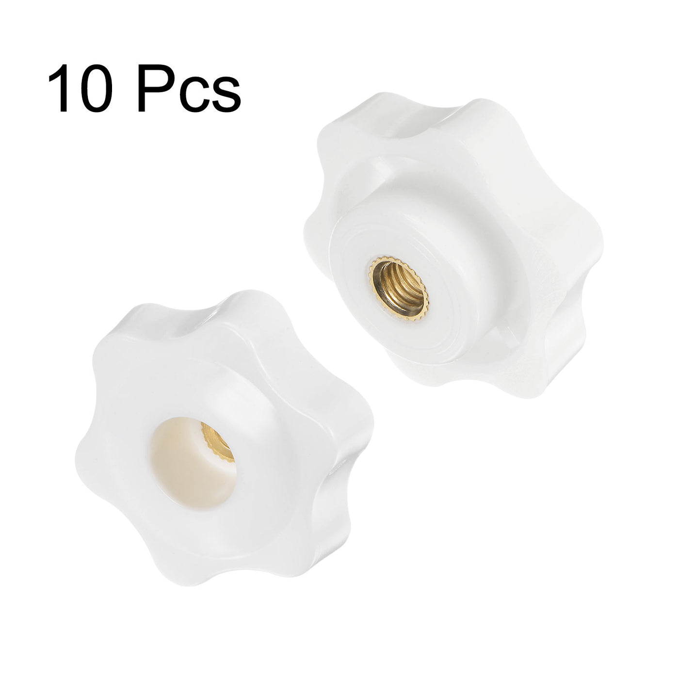 Harfington 10pcs Star Knobs M6 Thread 38mm Head Through Hole Clamping Handles White