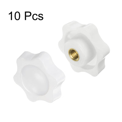 Harfington 10pcs Star Knobs M6 Thread 38mm Head Non-Through Hole Clamping Handles White