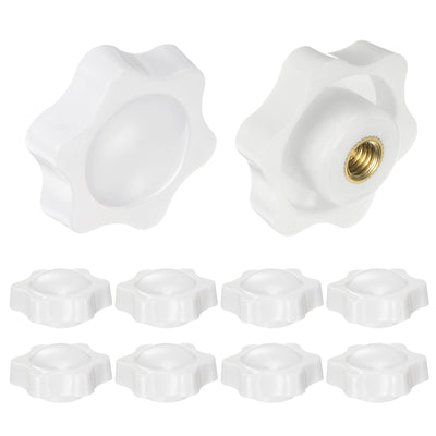 Harfington 10pcs Star Knobs M6 Thread 38mm Head Non-Through Hole Clamping Handles White