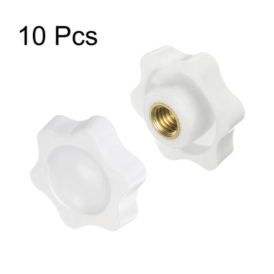 Harfington 10pcs Star Knobs M10 Thread 38mm Head Non-Through Hole Clamping Handles White