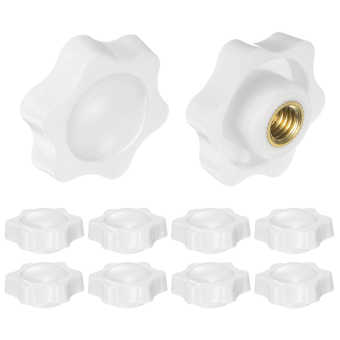 Harfington 10pcs Star Knobs M10 Thread 38mm Head Non-Through Hole Clamping Handles White