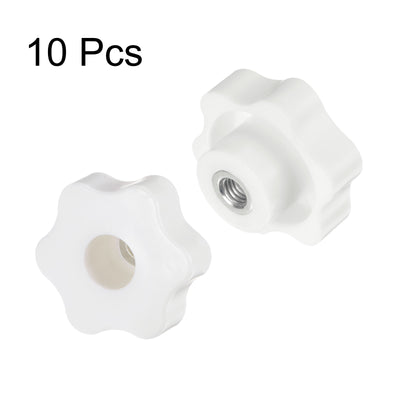 Harfington 10pcs Star Knobs M8 Thread 48mm Head Through Hole Clamping Handles White