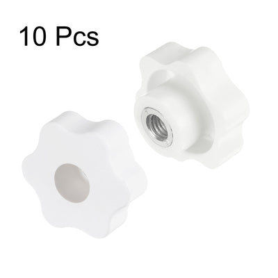 Harfington 10pcs Star Knobs M10 Thread 48mm Head Through Hole Clamping Handles White