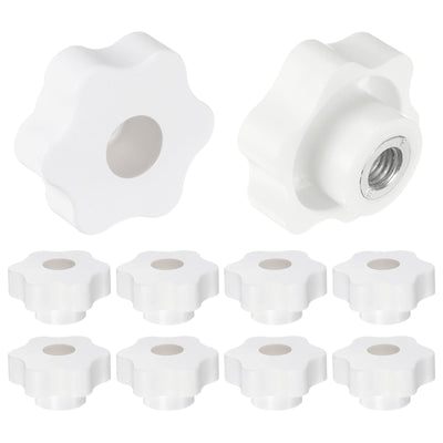 Harfington 10pcs Star Knobs M10 Thread 48mm Head Through Hole Clamping Handles White