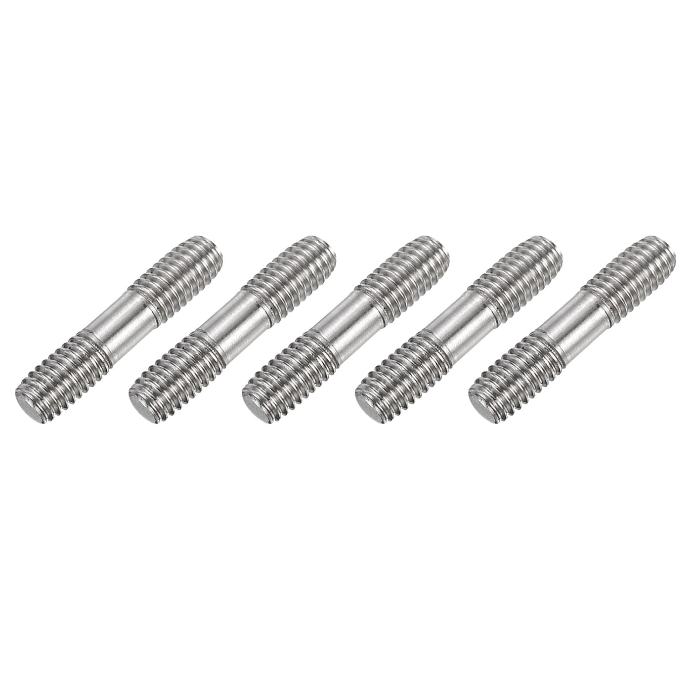 uxcell Uxcell 5Pcs M6x25mm 304 Stainless Steel Double End Threaded Stud Screw