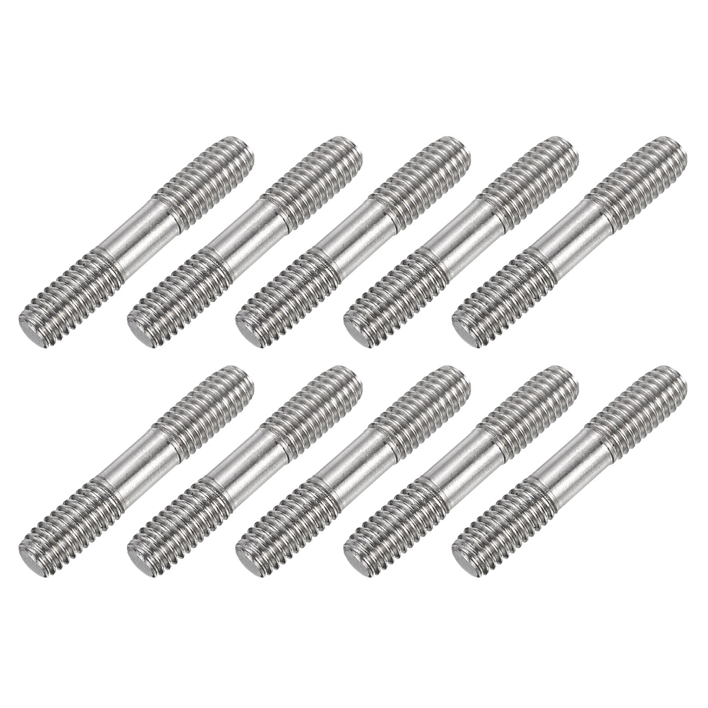 uxcell Uxcell 10Pcs M6x30mm 304 Stainless Steel Double End Threaded Stud Screw