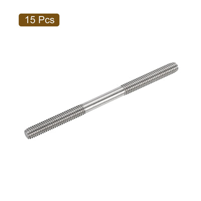 Harfington Uxcell 15Pcs M6x80mm 304 Stainless Steel Double End Threaded Stud Screw