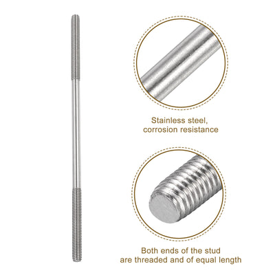 Harfington Uxcell 15Pcs M6x160mm 304 Stainless Steel Double End Threaded Stud Screw