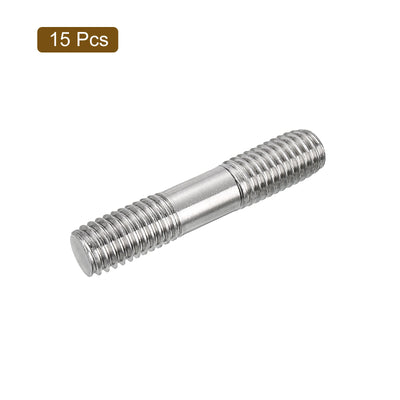 Harfington Uxcell 15Pcs M8x40mm 304 Stainless Steel Double End Threaded Stud Screw