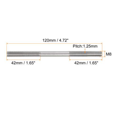 Harfington Uxcell 10Pcs M8x120mm 304 Stainless Steel Double End Threaded Stud Screw