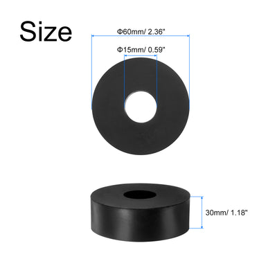 Harfington Uxcell 4pcs Rubber Spacers 60mm OD x 15mm ID x 30mm Height Round Anti Vibration Spacer