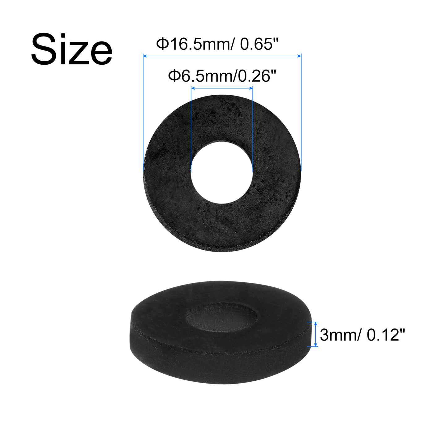 uxcell Uxcell 30pcs Rubber Spacers 16.5mm OD, 6.5mm ID, 3mm Height Round Anti Vibration Spacer