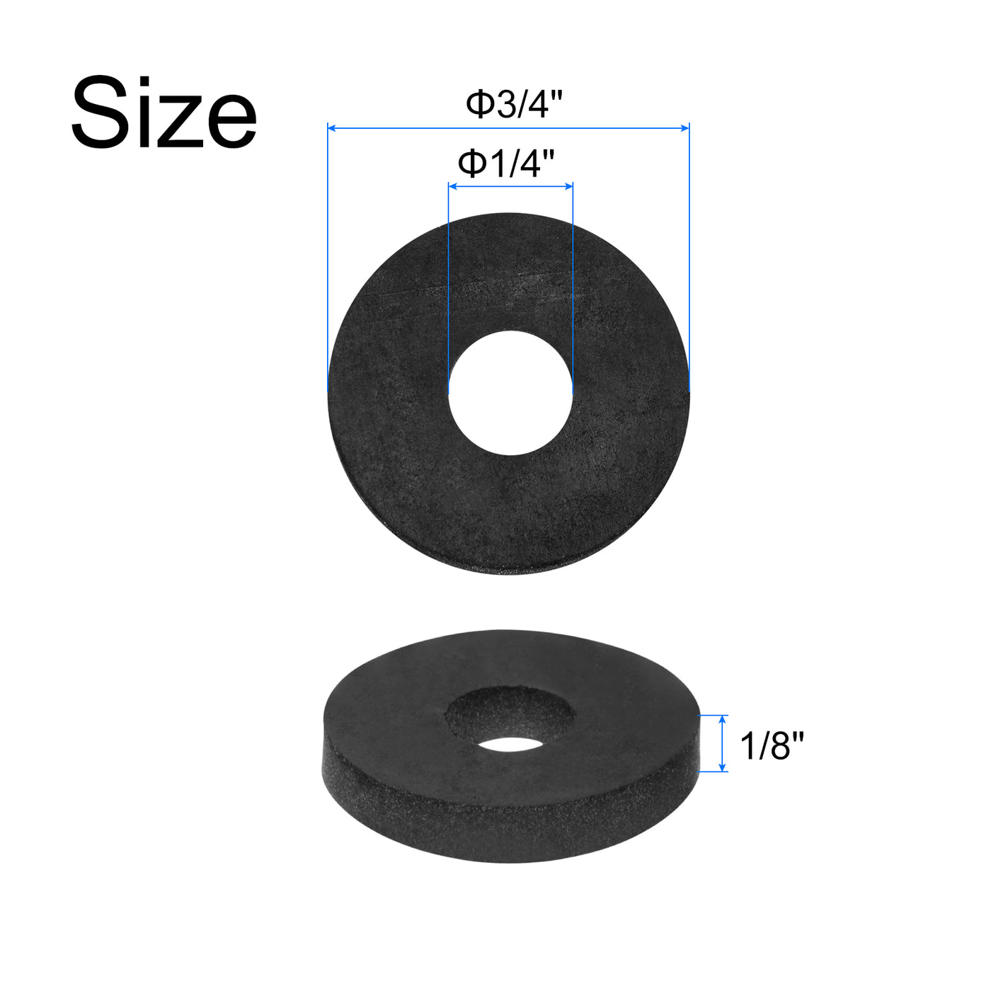 uxcell Uxcell 50pcs Rubber Spacers 3/4" OD, 1/4" ID, 1/8" Height Round Anti Vibration Spacer