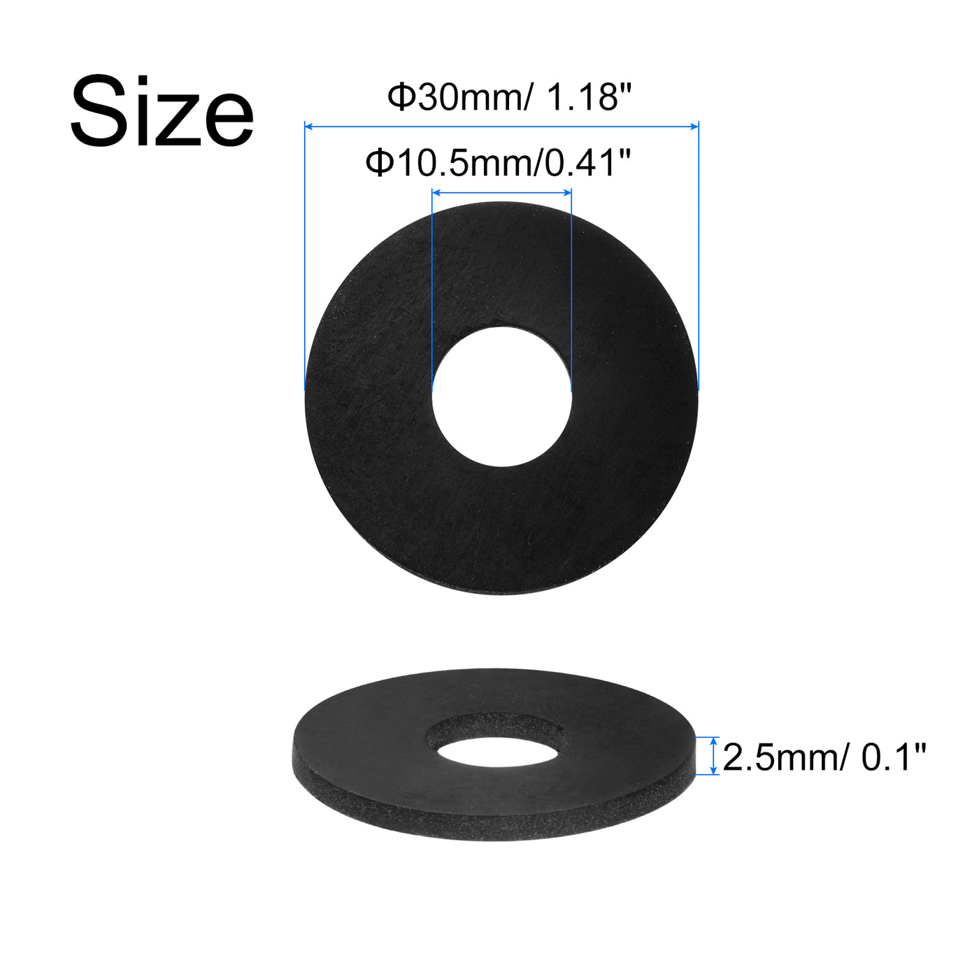 uxcell Uxcell 30pcs Rubber Spacers 30mm OD, 10.5mm ID, 2.5mm Height Anti Vibration Spacer