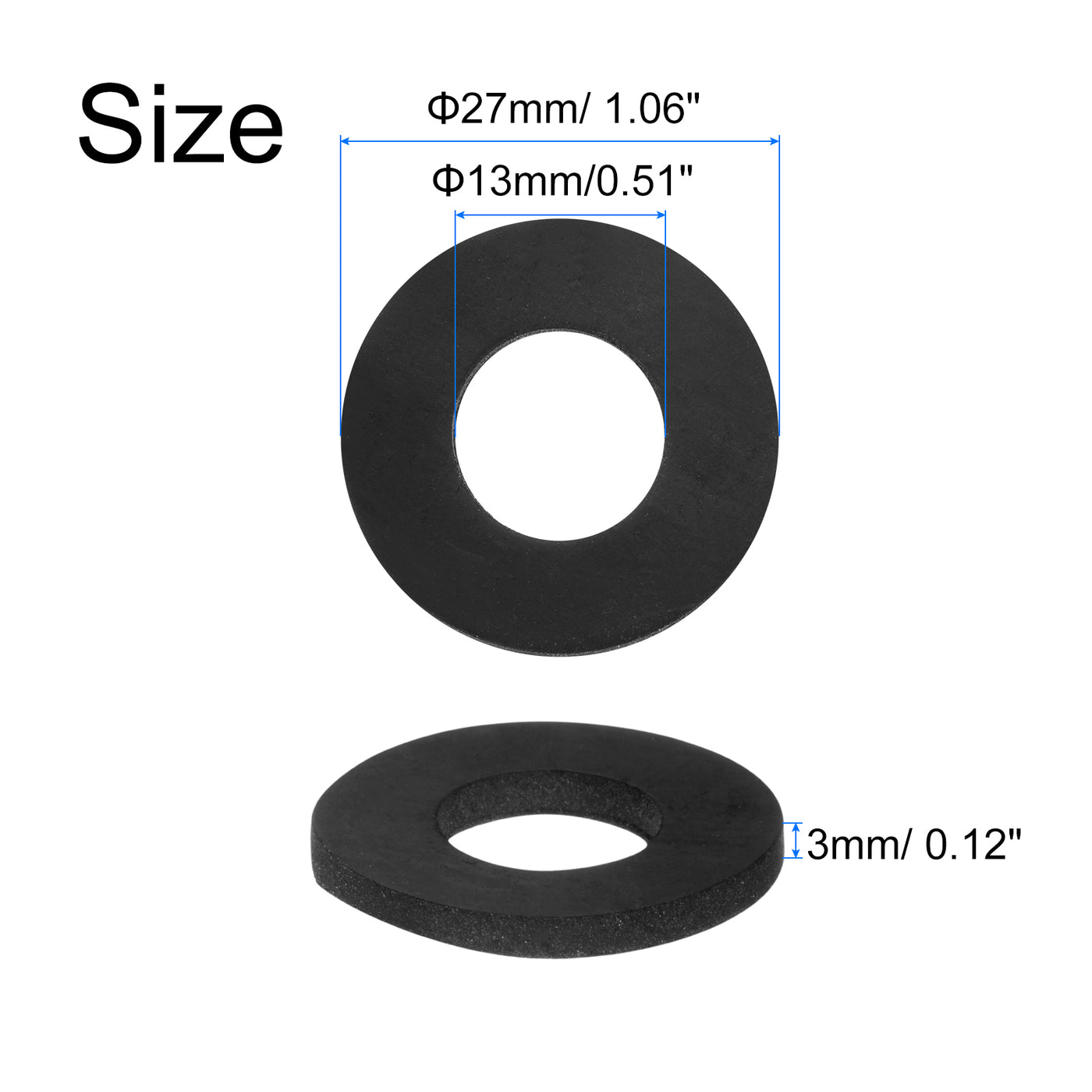 uxcell Uxcell 30pcs Rubber Spacers 27mm OD, 13mm ID, 3mm Height Round Anti Vibration Spacer