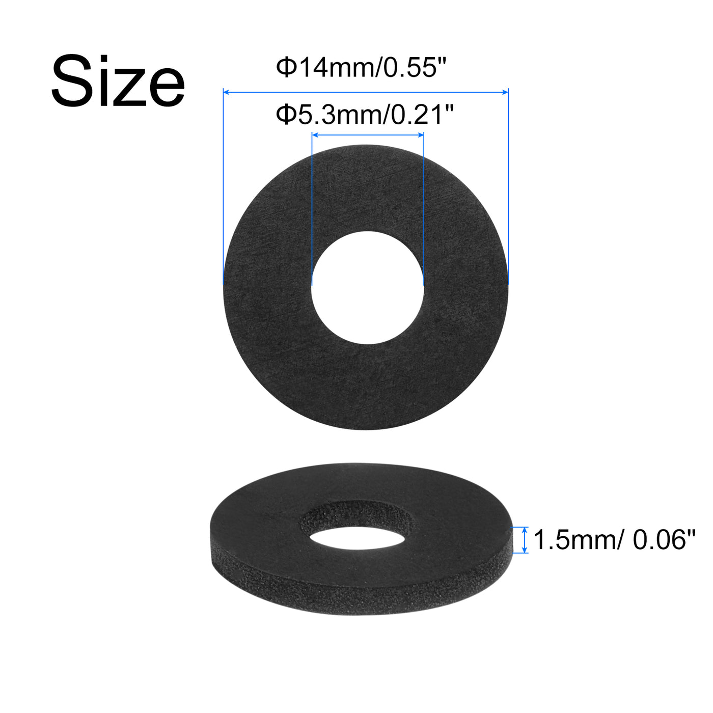 uxcell Uxcell 30pcs Rubber Spacers 14mm OD, 5.3mm ID, 1.5mm Height Round Anti Vibration Spacer