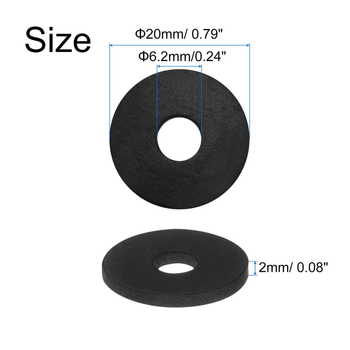 uxcell Uxcell 30pcs Rubber Spacers 20mm OD, 6.2mm ID, 2mm Height Round Anti Vibration Spacer