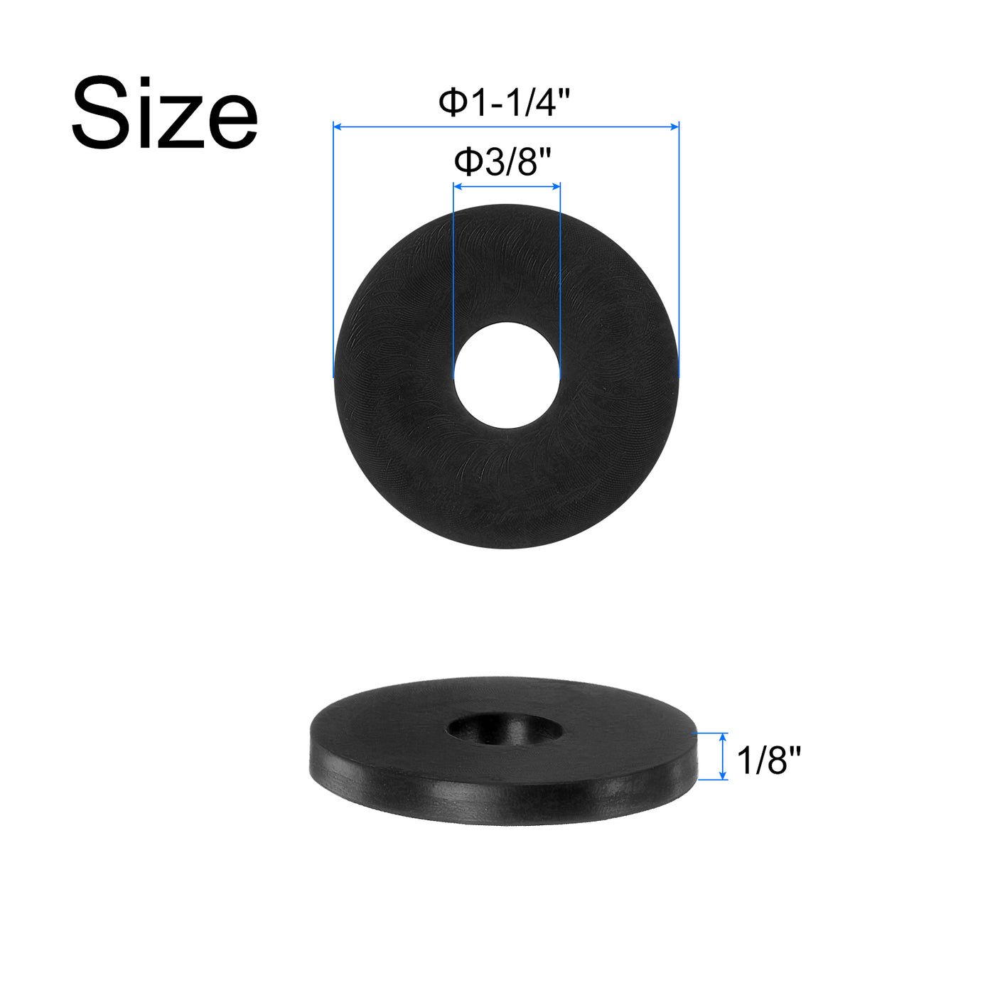 uxcell Uxcell 12pcs Rubber Spacers 1-1/4" OD, 3/8" ID, 1/8" Height Round Anti Vibration Spacer