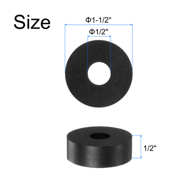 Harfington Uxcell 8pcs Rubber Spacers 1-1/2" OD, 1/2" ID, 1/2" Height Round Anti Vibration Spacer