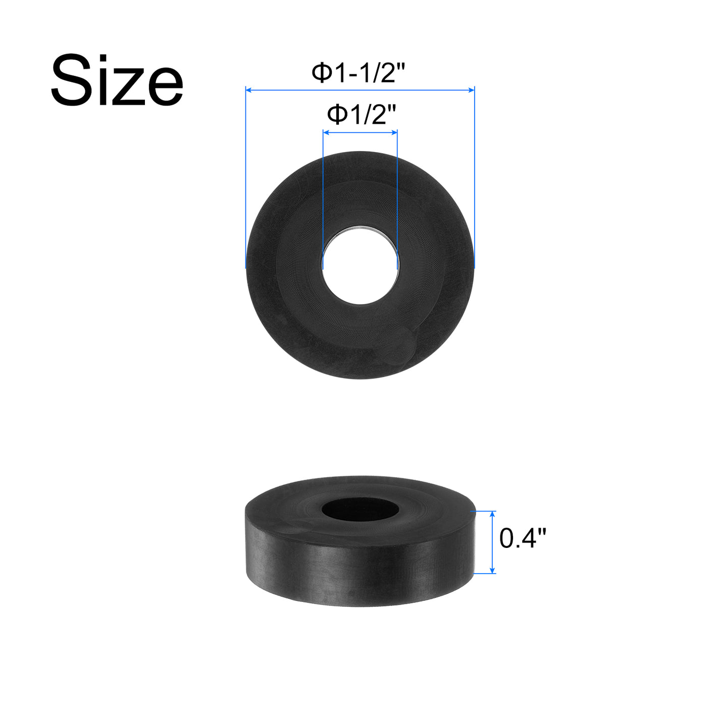 uxcell Uxcell 4pcs Rubber Spacers 1-1/2" OD, 1/2" ID, 0.4" Height Round Anti Vibration Spacer