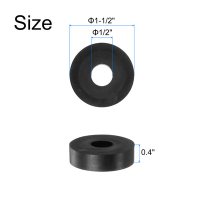 Harfington Uxcell 4pcs Rubber Spacers 1-1/2" OD, 1/2" ID, 0.4" Height Round Anti Vibration Spacer