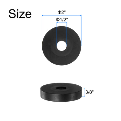 Harfington Uxcell 4pcs Rubber Spacers 2" OD, 1/2" ID, 3/8" Height Round Anti Vibration Spacer