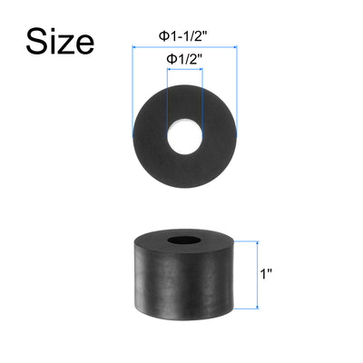 Harfington Uxcell 8pcs Rubber Spacers 1-1/2" OD, 1/2" ID, 1" Height Round Anti Vibration Spacer