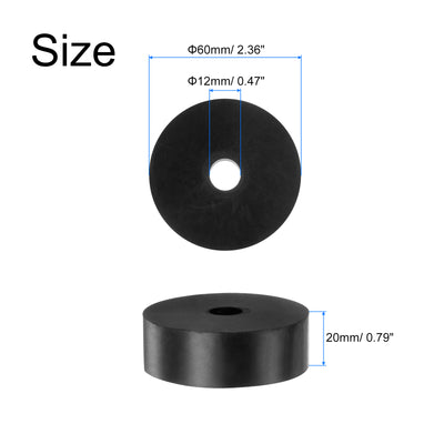 Harfington Uxcell 4pcs Rubber Spacers 60mm OD x 12mm ID x 20mm Height Round Anti Vibration Spacer