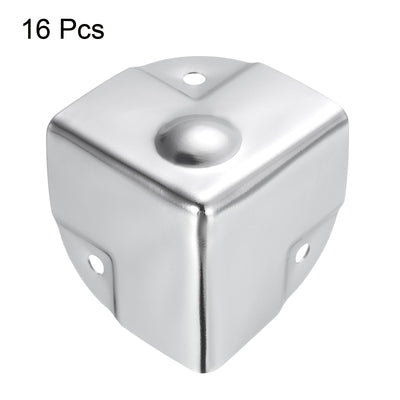 Harfington Uxcell 40x40x40mm Metal Box Corner Protectors Box Edge Guard Chrome Plating 16pcs