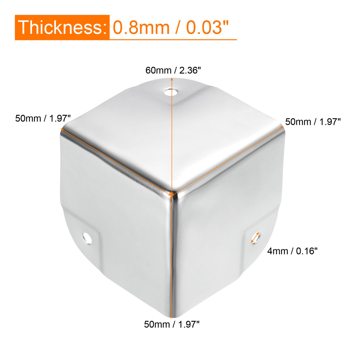 uxcell Uxcell Metall Box Ecken Schutz Box Kante Schutz Schutz 50 x 50 x 50mm Silber Ton 12Stk für Tisch Ecken und Schreibtisch Ecken