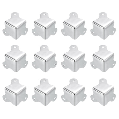 Harfington Uxcell 30x23mm Metal Box Corner Protectors Box Edge Guard Chrome Plating Silver 16pcs