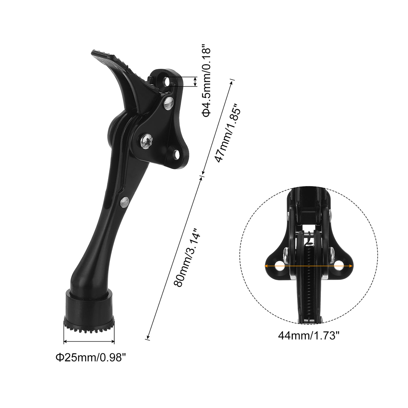 uxcell Uxcell Kickdown Türstopper, Türstopper mit Einhandbedienung, rutschfester Gummispitze und Schrauben, 6-Zoll Metall Türstopper für die Unterseite der Tür, Schwarz