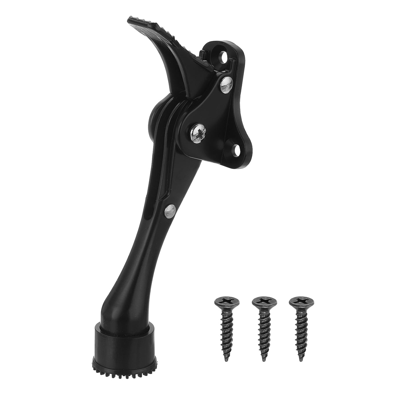 uxcell Uxcell Kickdown Türstopper, Türstopper mit Einhandbedienung, rutschfester Gummispitze und Schrauben, 6-Zoll Metall Türstopper für die Unterseite der Tür, Schwarz