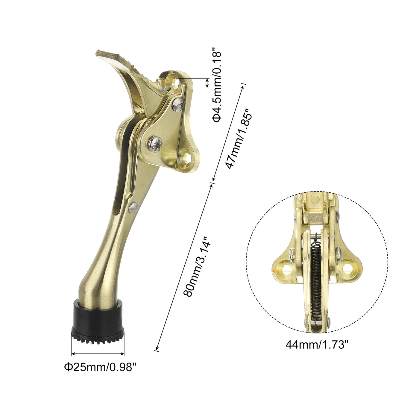 uxcell Uxcell Kickdown Türstopper, 2er Pack Kickdown Türstopper Halter mit rutschfester Gummispitze und Schrauben, 6-Zoll Metall Türstütze für die Unterseite der Tür, Gold