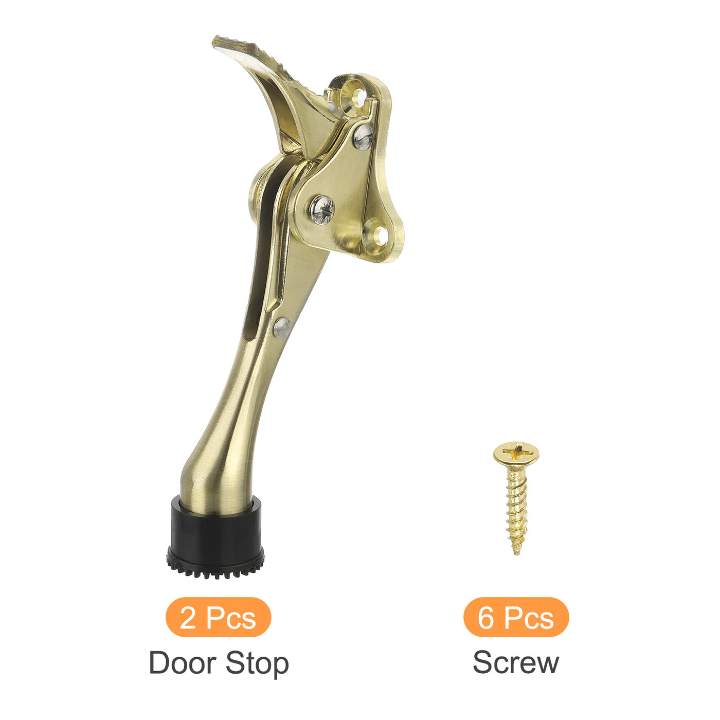 uxcell Uxcell Kickdown Door Stop, 2Pack 4-Inch One Touch Kickdown Door Stopper, Gold