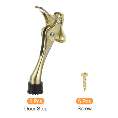 Harfington Uxcell Kickdown Door Stop, 2Pack 4-Inch One Touch Kickdown Door Stopper, Gold