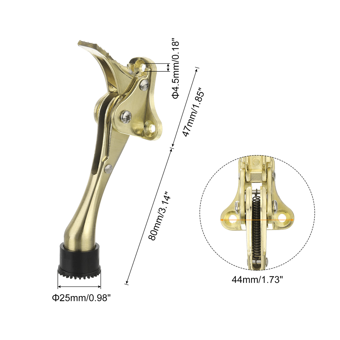 uxcell Uxcell Kickdown Türstopper, 4er Pack Kickdown Türstopper Halter mit rutschfester Gummispitze und Schrauben, 6-Zoll Metall Türstütze für die Unterseite der Tür, Gold