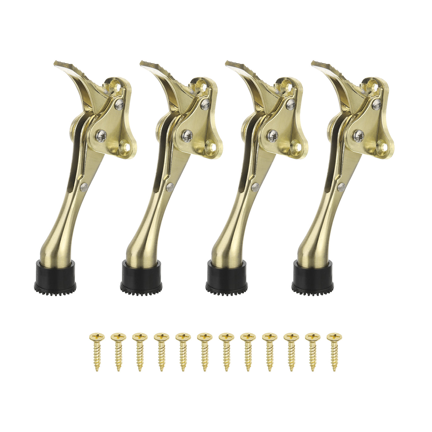 uxcell Uxcell Kickdown Türstopper, 4er Pack Kickdown Türstopper Halter mit rutschfester Gummispitze und Schrauben, 6-Zoll Metall Türstütze für die Unterseite der Tür, Gold