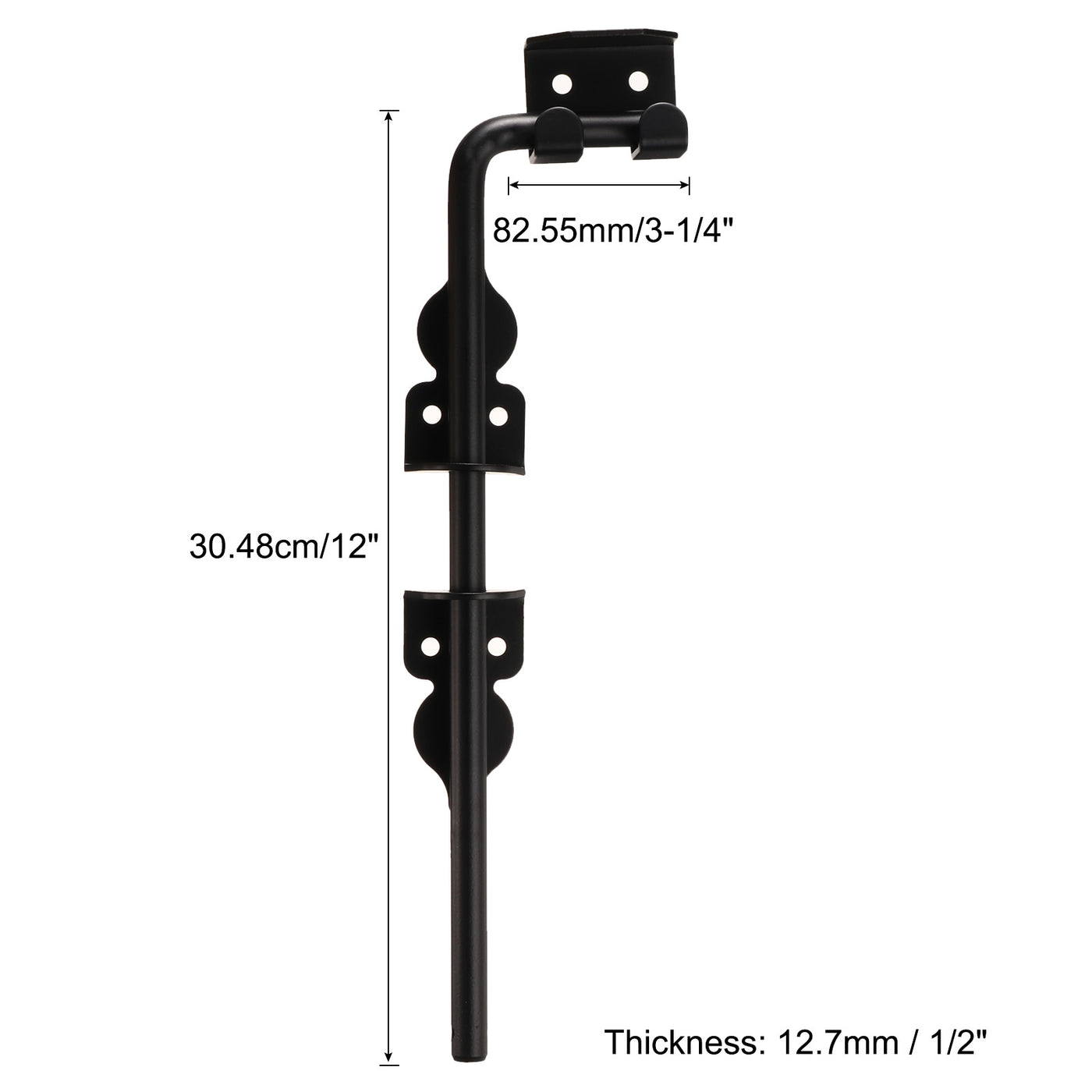 uxcell Uxcell 12" Cane Bolt, Gate Drop Rod Iron Gate Doors Stoppers, Black Finish