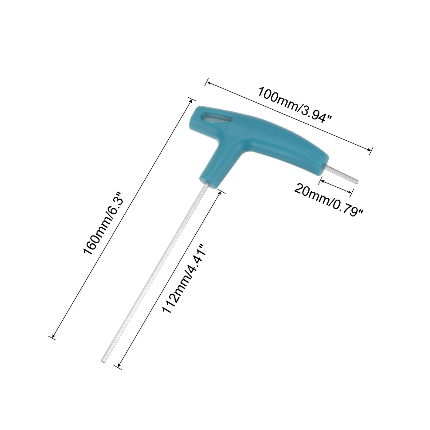 uxcell Uxcell Extra Long Arm T-Handle Hex Key Wrench Chrome Finish