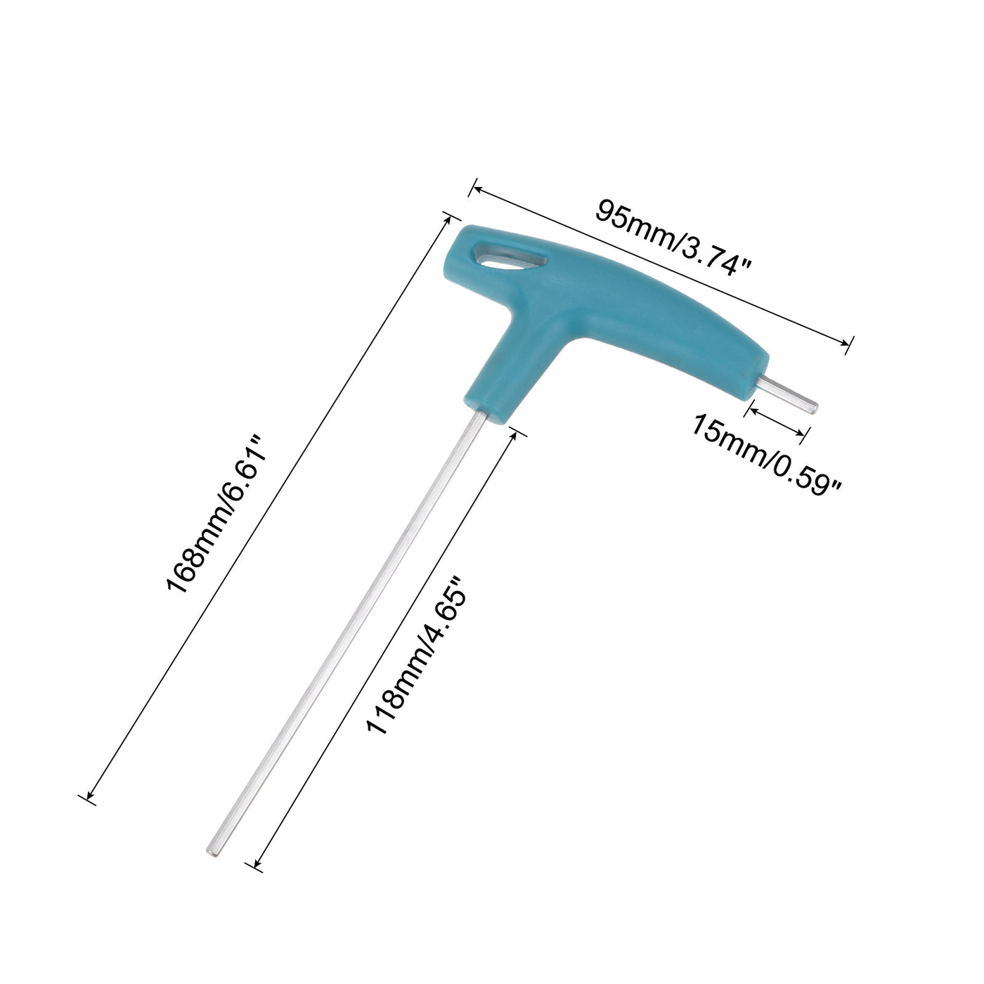 uxcell Uxcell Extra Long Arm T-Handle Hex Key Wrench Chrome Finish