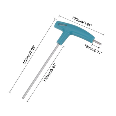 Harfington Uxcell Extra Long Arm T-Handle Hex Key Wrench Chrome Finish