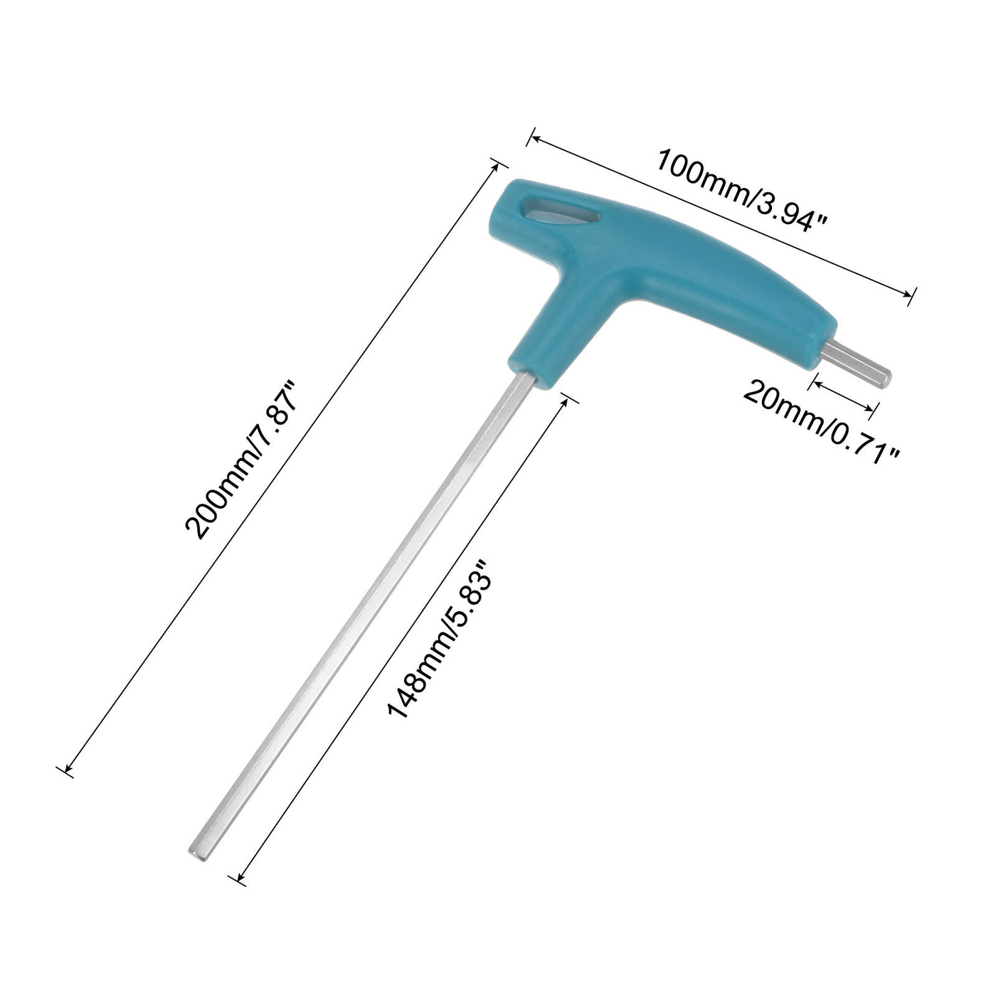 uxcell Uxcell Extra Long Arm T-Handle Hex Key Wrench Chrome Finish