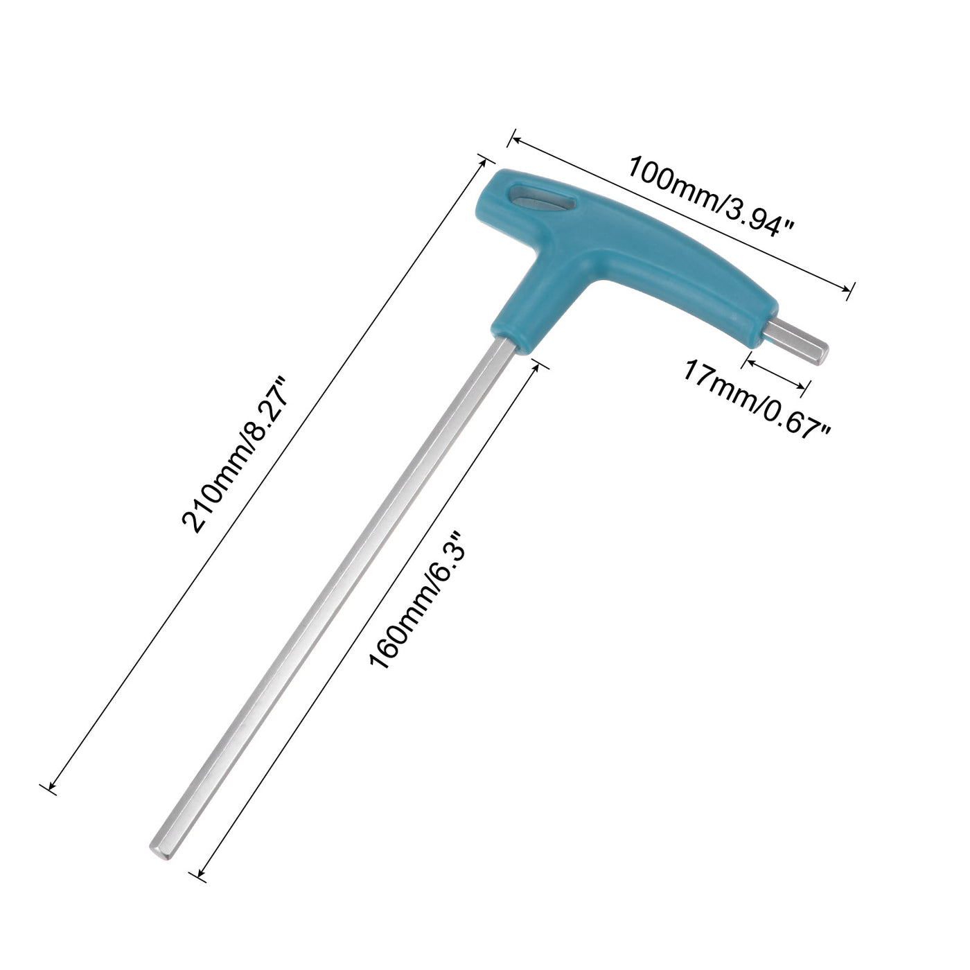 uxcell Uxcell Extra Long Arm T-Handle Hex Key Wrench Chrome Finish